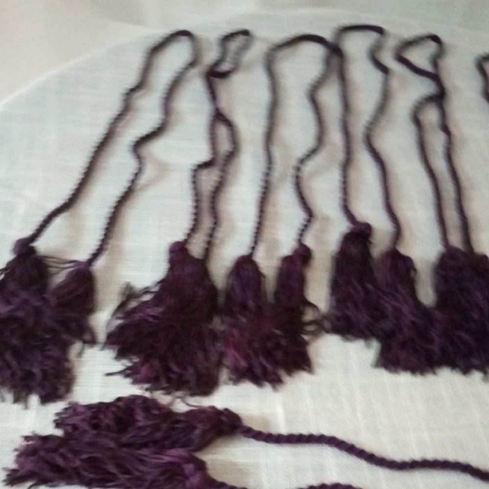 9 Pc 30" Chic Purple Braided Cord with Tassels - Picture 5 of 5